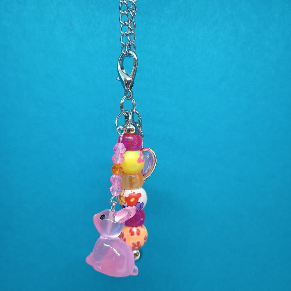 Spring Easter Bunny Purse Charm Keychain Backpack Charm